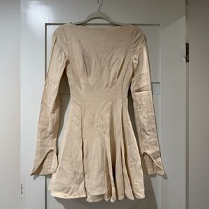 House of CB Cream Long-Sleeve Fit & Flare Dress